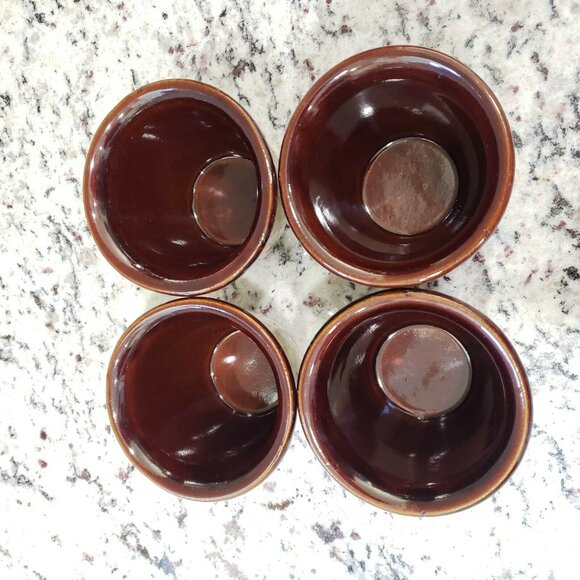 Vintage USA Handleless Crockery Custard Cup Coffee Mug Stoneware Set of 4 - Picture 6 of 8